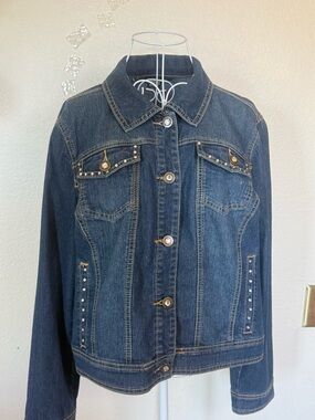 Baccini Dark Blue Denim Jacket with Stud Accents